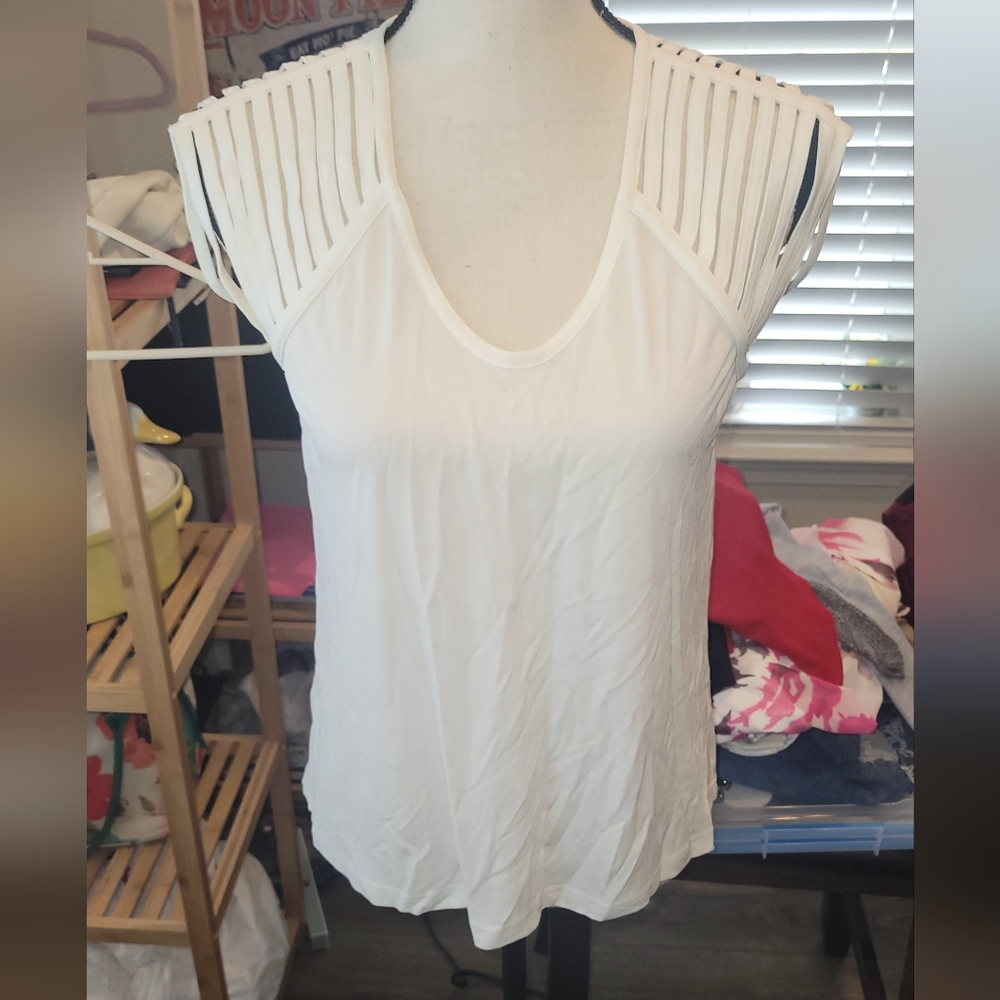 Alexander Wang size 2 Scoop neck top with open cut sleeves